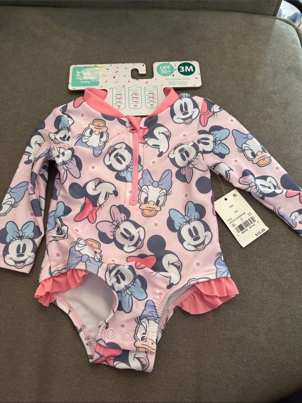 Disney Pink Minnie & Daisy Long-Sleeve One-Piece Swimsuit